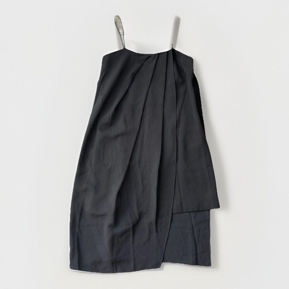 C/MEO Collective Black Draped Dress Size S Pleated Short Mini LBD